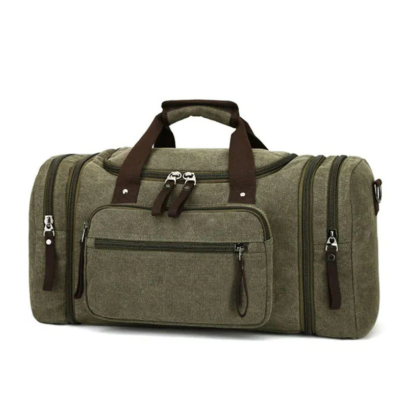 Canvas Travel Bag With Large Capacity, Multiple Compartments And Carry Straps