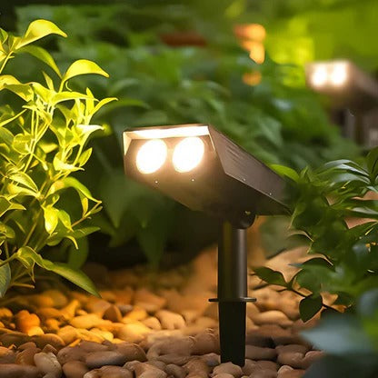 Outdoor Solar Spotlight with Adjustable Zoom Lens and RGB Color Modes, IP65 Rated