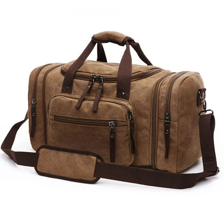 Canvas Travel Bag With Large Capacity, Multiple Compartments And Carry Straps