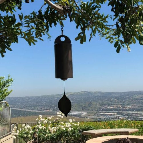 Wind Chime Bell with Dual Resonance Chamber and Ash Wood Clapper, 12 Inches