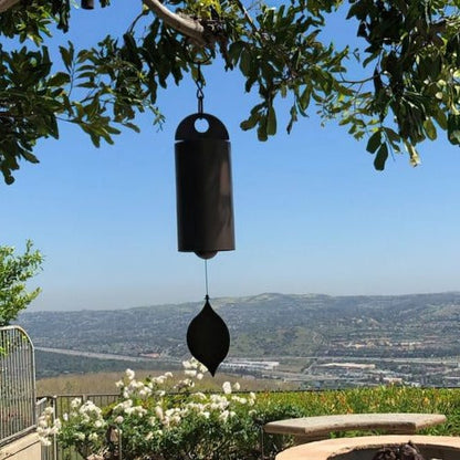 Wind Chime Bell with Dual Resonance Chamber and Ash Wood Clapper, 12 Inches