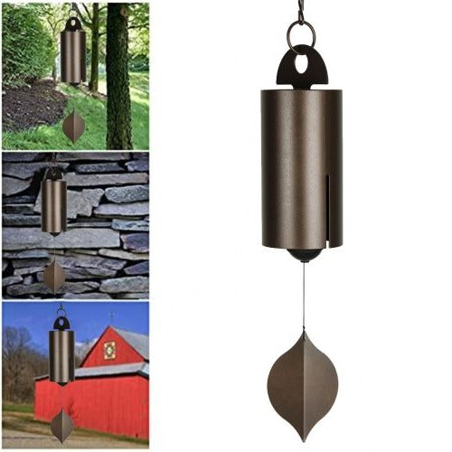 Wind Chime Bell with Dual Resonance Chamber and Ash Wood Clapper, 12 Inches