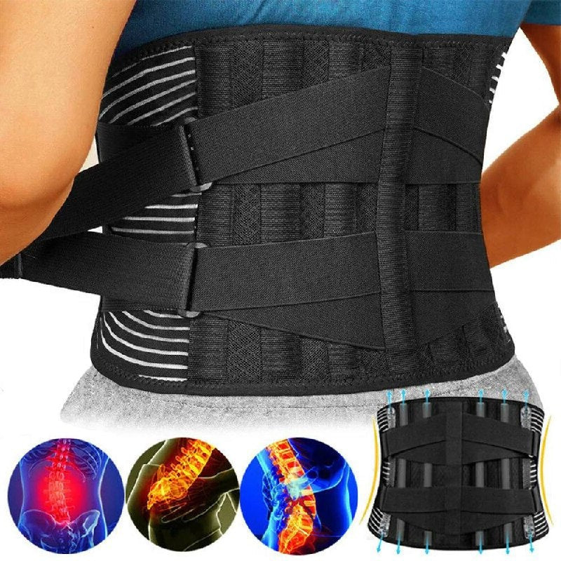 Lumbar Belt with Four-Way Stretch Fabric and Steel Spring Stabilizers