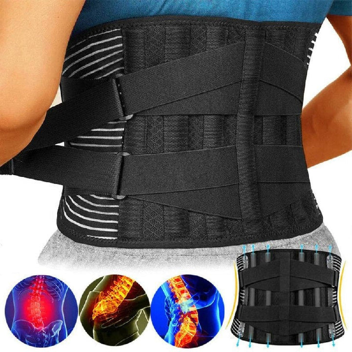 Lumbar Belt with Four-Way Stretch Fabric and Steel Spring Stabilizers