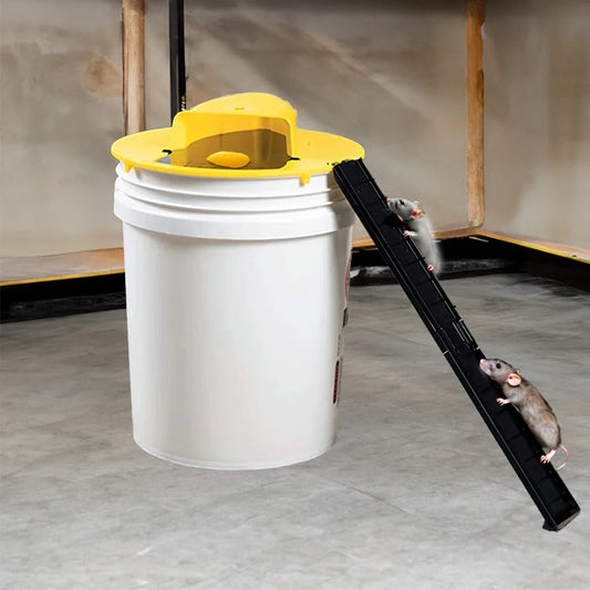 Rodent Bucket Trap Cover with Auto-Reset Flip Mechanism and Access Ladders, 20 Mice Capacity