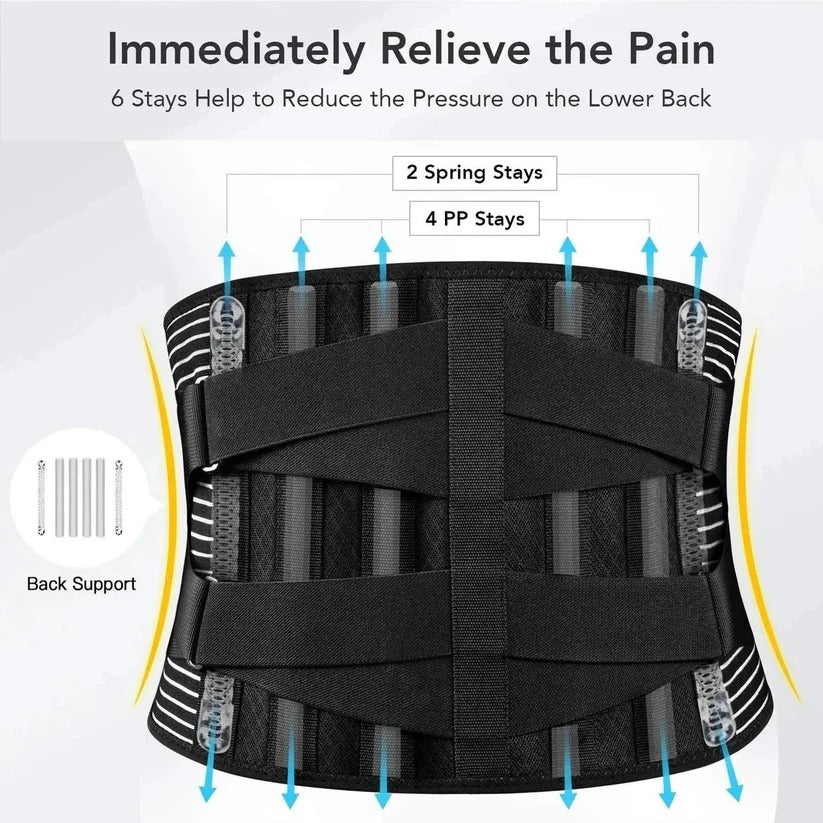 Lumbar Belt with Four-Way Stretch Fabric and Steel Spring Stabilizers