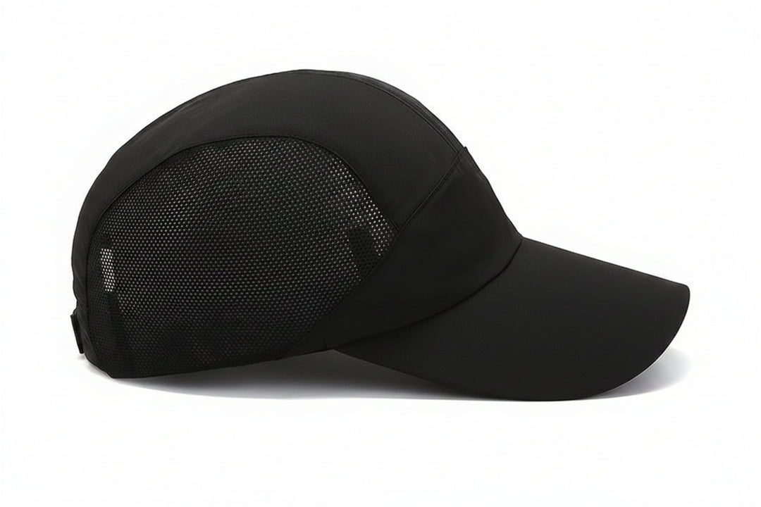Air-Permeable Mesh Running Cap with Moisture-Wicking Fabric and Adjustable Strap