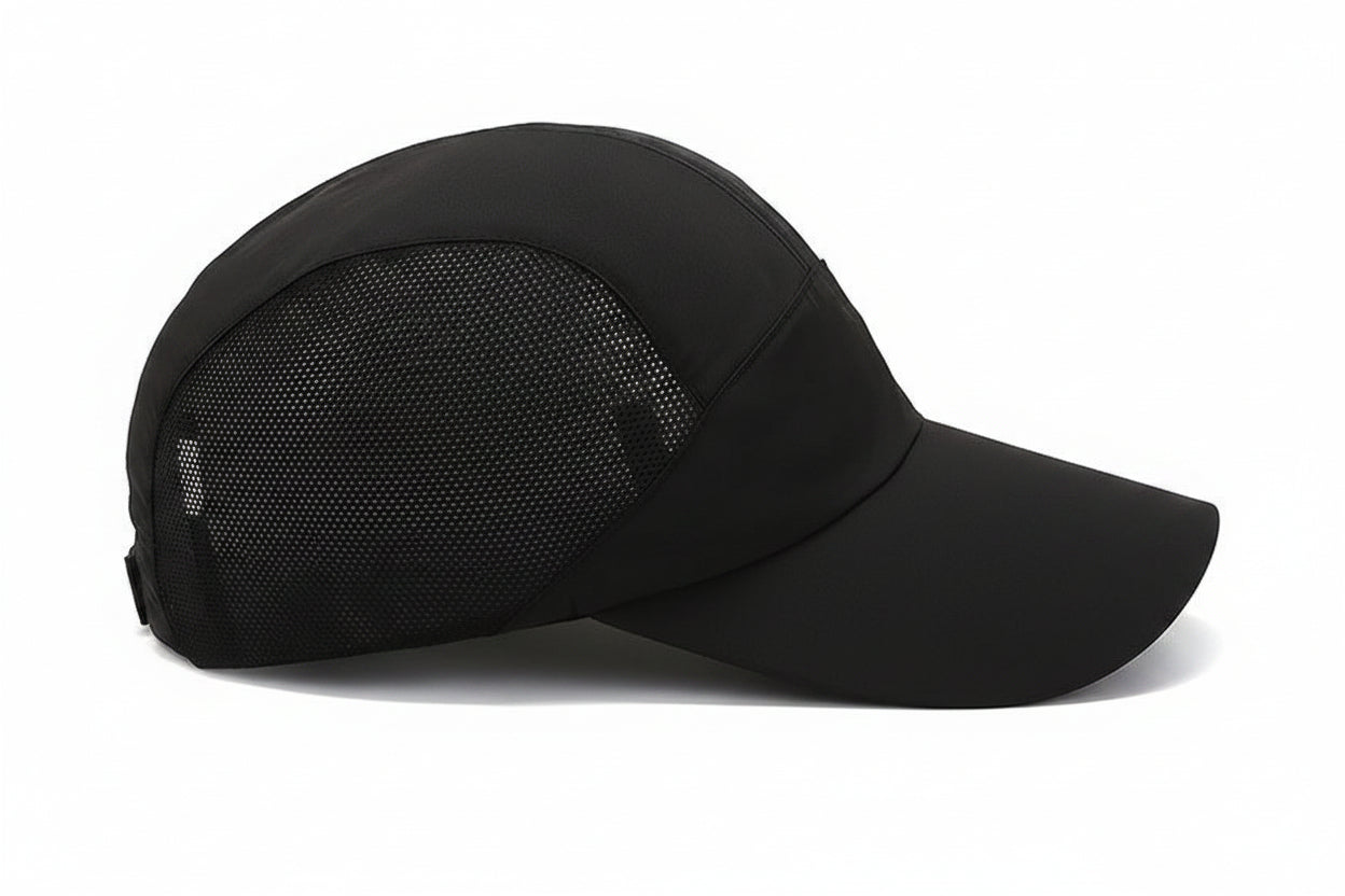 Air-Permeable Mesh Running Cap with Moisture-Wicking Fabric and Adjustable Strap