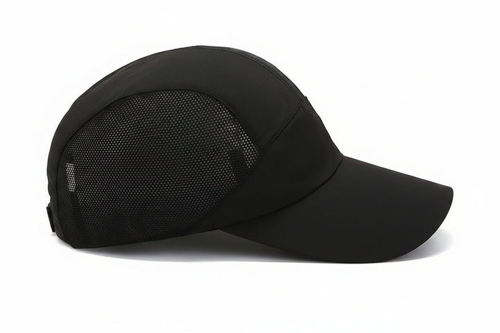Air-Permeable Mesh Running Cap with Moisture-Wicking Fabric and Adjustable Strap