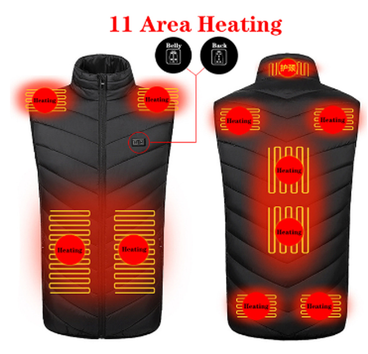 Heated Vest with 11 Carbon Fiber Zones and 12-Hour Battery Life