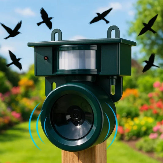Motion Activated Bird Repeller with Solar Panel and Sound Deterrent