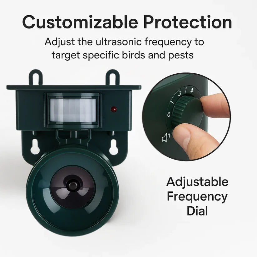 Motion Activated Bird Repeller with Solar Panel and Sound Deterrent