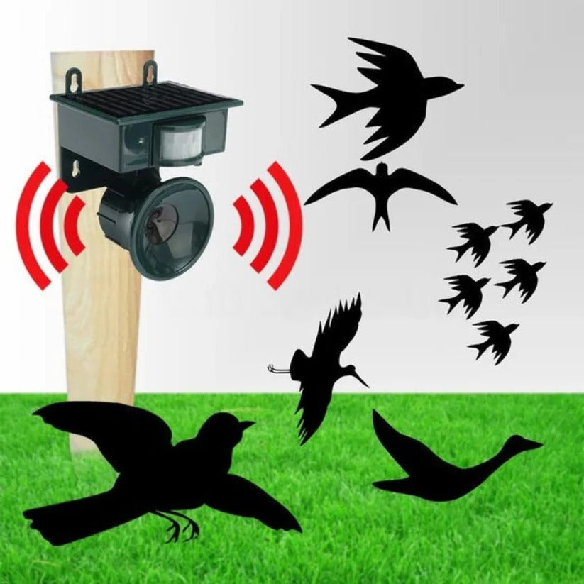Motion Activated Bird Repeller with Solar Panel and Sound Deterrent