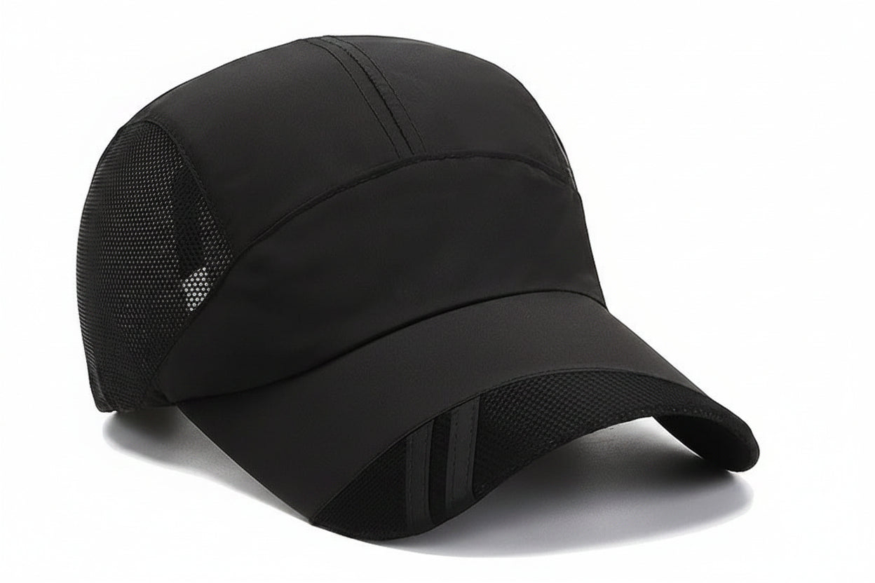 Air-Permeable Mesh Running Cap with Moisture-Wicking Fabric and Adjustable Strap