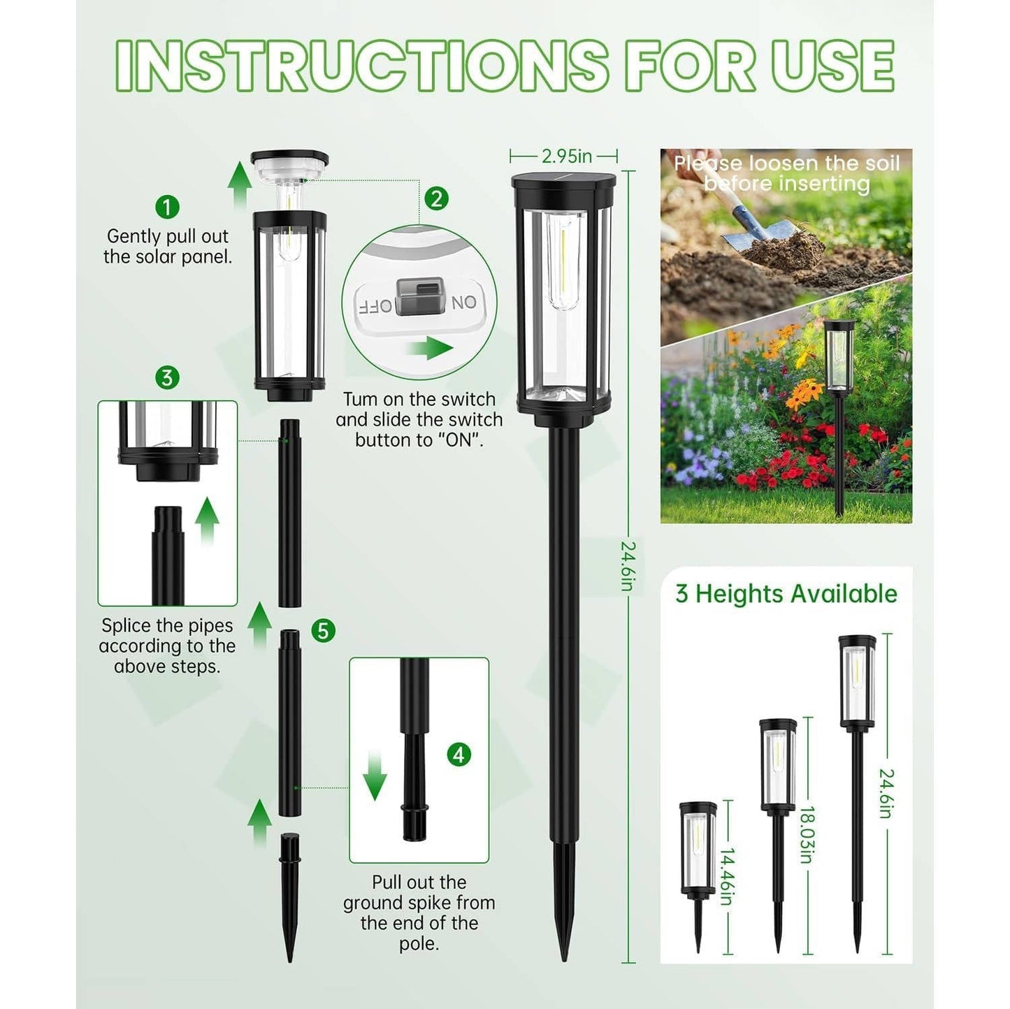 Solar Pathway Light with Automatic Sensor and Decorative Patterns
