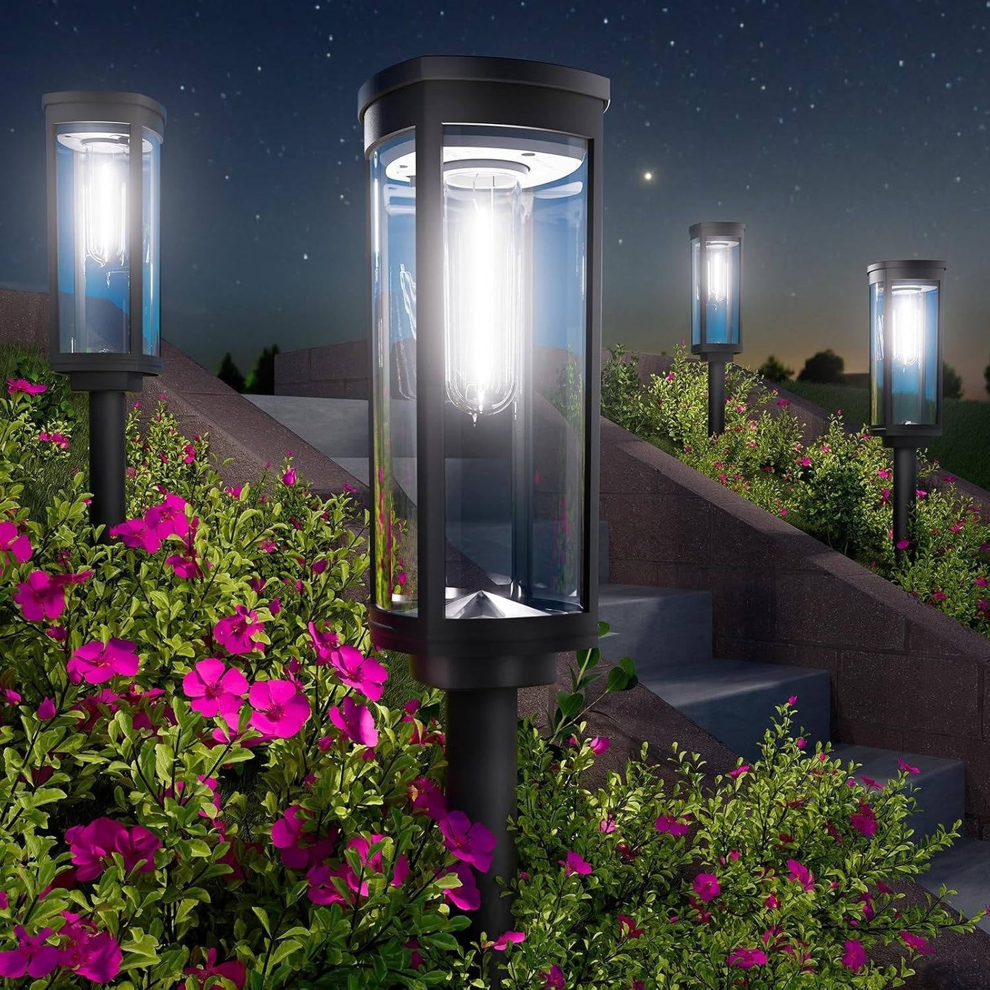 Solar Pathway Light with Automatic Sensor and Decorative Patterns
