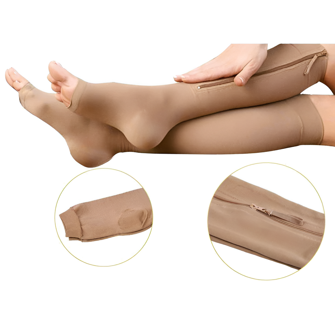 Compression Socks With Zippered Support, 20–30 mmHg Compression Level