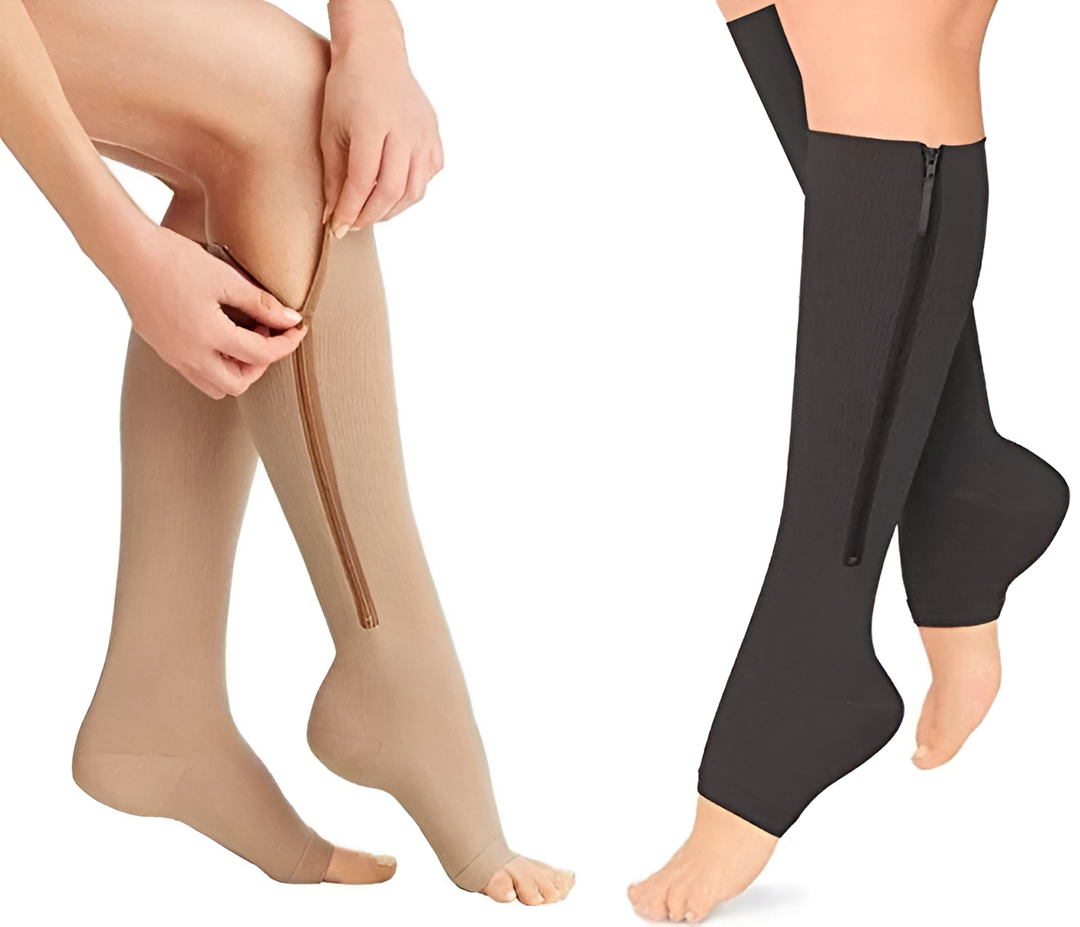 Compression Socks With Zippered Support, 20–30 mmHg Compression Level