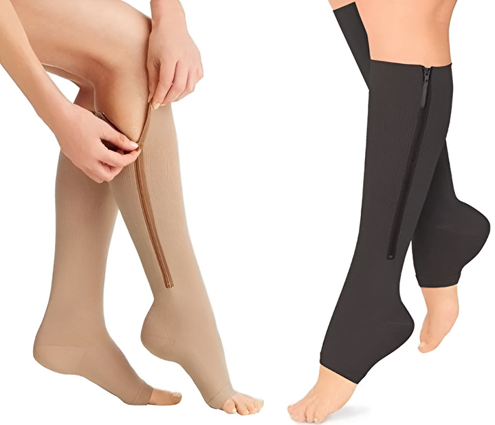 Compression Socks With Zippered Support, 20–30 mmHg Compression Level
