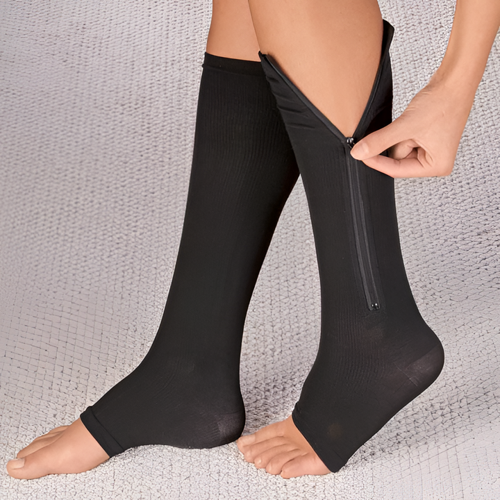 Compression Socks With Zippered Support, 20–30 mmHg Compression Level