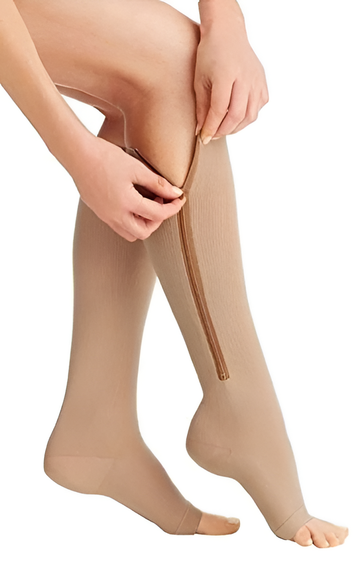 Compression Socks With Zippered Support, 20–30 mmHg Compression Level