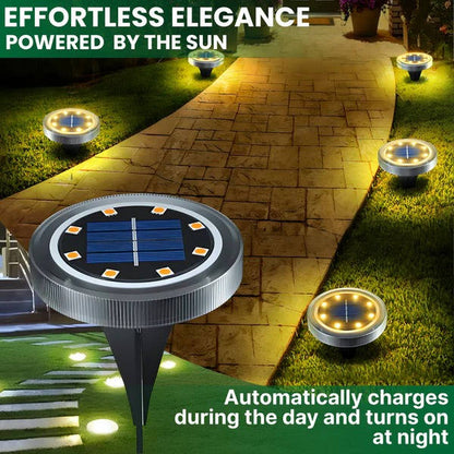 Solar Ground Lights 10 Pack with Dusk to Dawn Sensor and Stainless Steel Housing