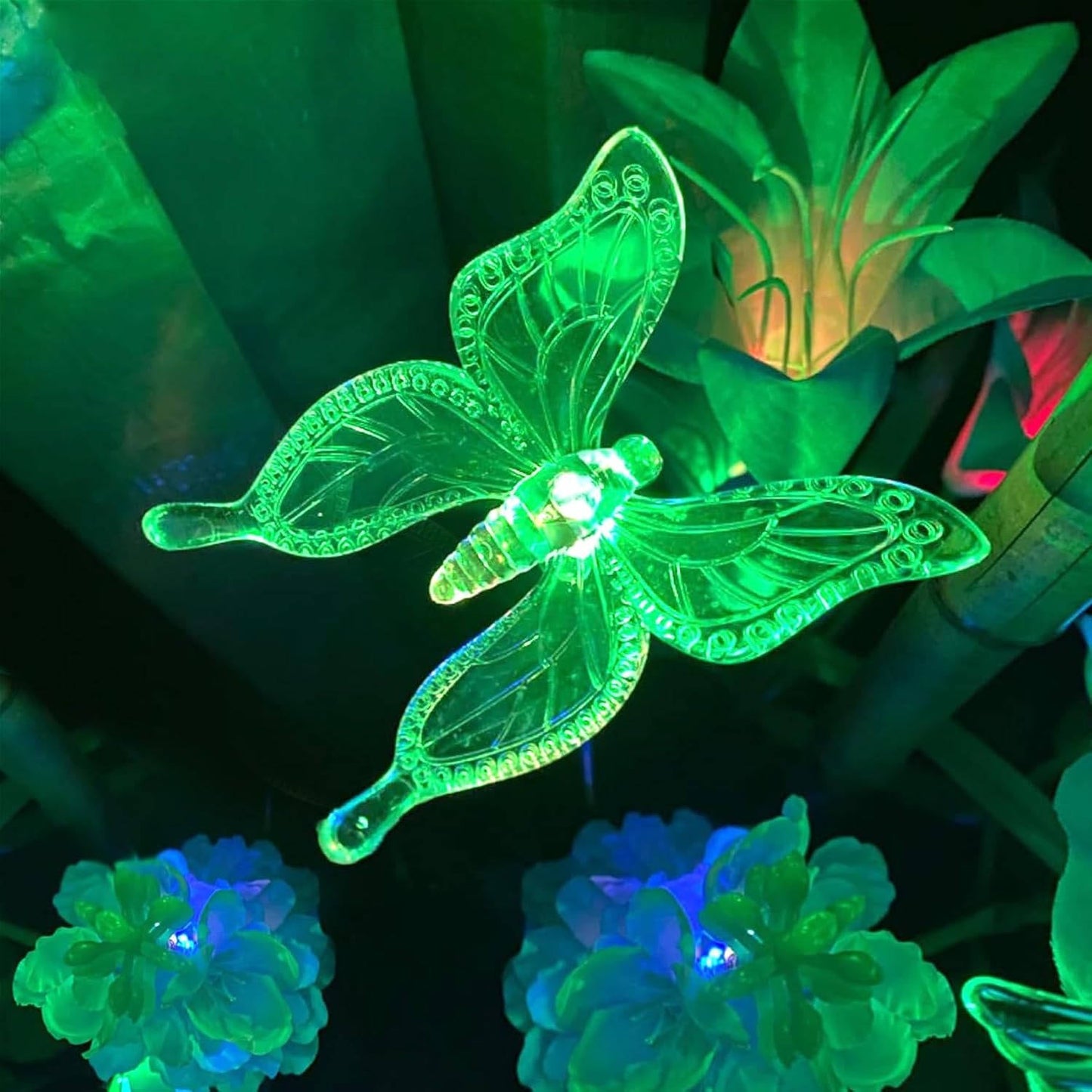 Outdoor Solar Butterfly Dragonfly Garden Stake Lights Set of 6