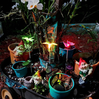 Outdoor Solar Butterfly Dragonfly Garden Stake Lights Set of 6