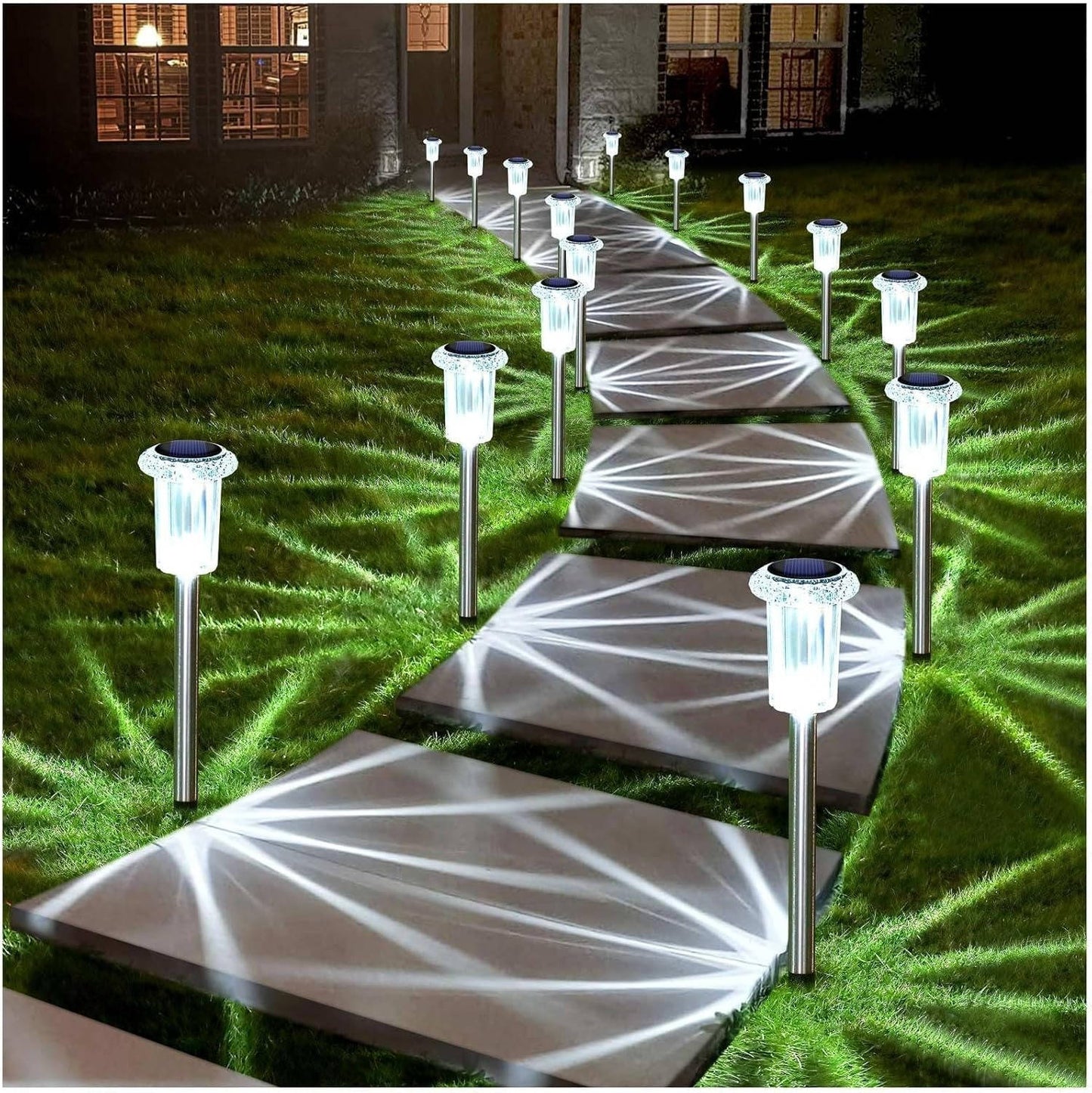 Solar Pathway Lights with Cool White LED and Snowflake Pattern