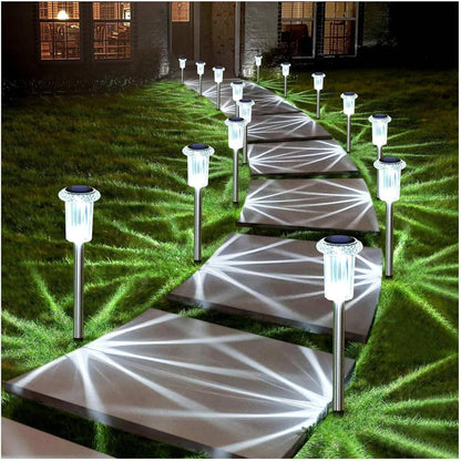 Solar Pathway Lights with Cool White LED and Snowflake Pattern