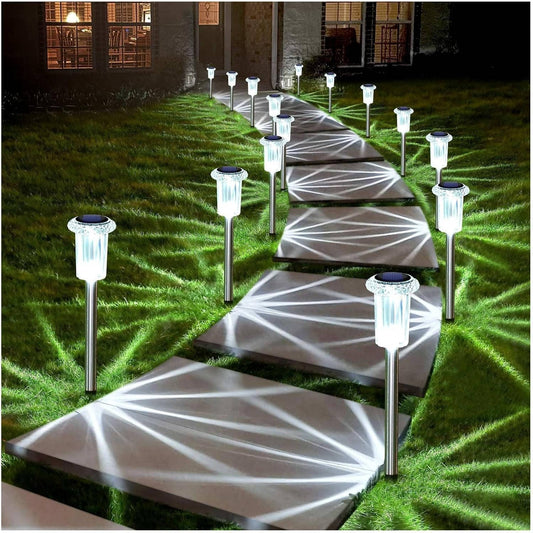 Solar Pathway Lights with Cool White LED and Snowflake Pattern