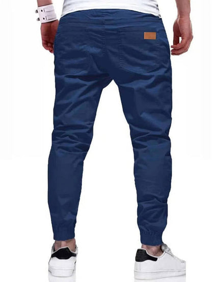 Men's Cotton Jogger Pants with Drawstring Waist and Tapered Ankle Cuffs