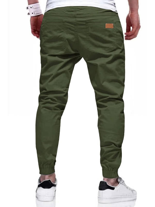 Men's Cotton Jogger Pants with Drawstring Waist and Tapered Ankle Cuffs
