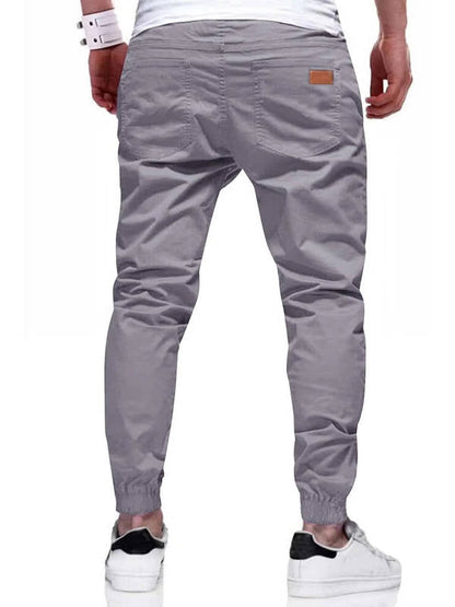Men's Cotton Jogger Pants with Drawstring Waist and Tapered Ankle Cuffs