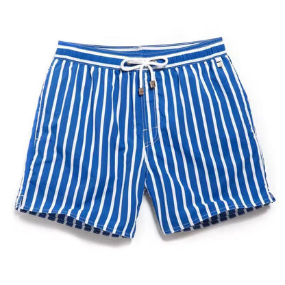 Men's Swim Shorts with Striped Pattern and Mesh Liner 3 Pockets