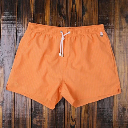 Men's Swim Shorts with Striped Pattern and Mesh Liner 3 Pockets