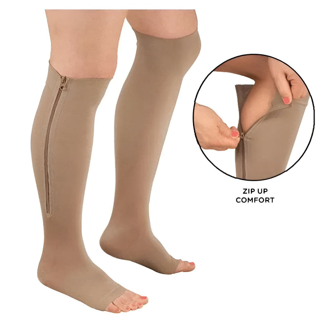 Compression Socks With Zippered Support, 20–30 mmHg Compression Level