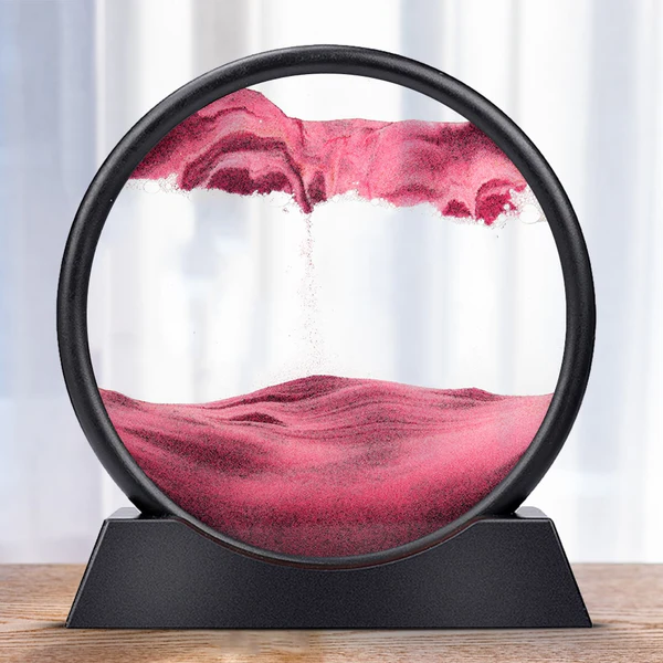 Rotating Sand Art Desktop Display with Wooden Stand and Colored Sand
