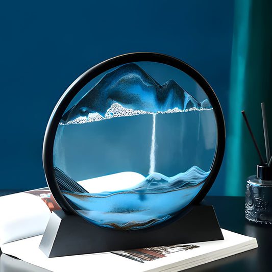 Rotating Sand Art Desktop Display with Wooden Stand and Colored Sand