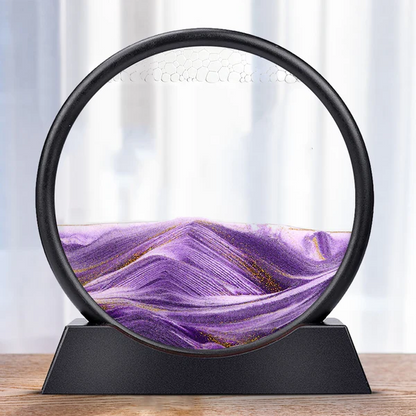 Rotating Sand Art Desktop Display with Wooden Stand and Colored Sand