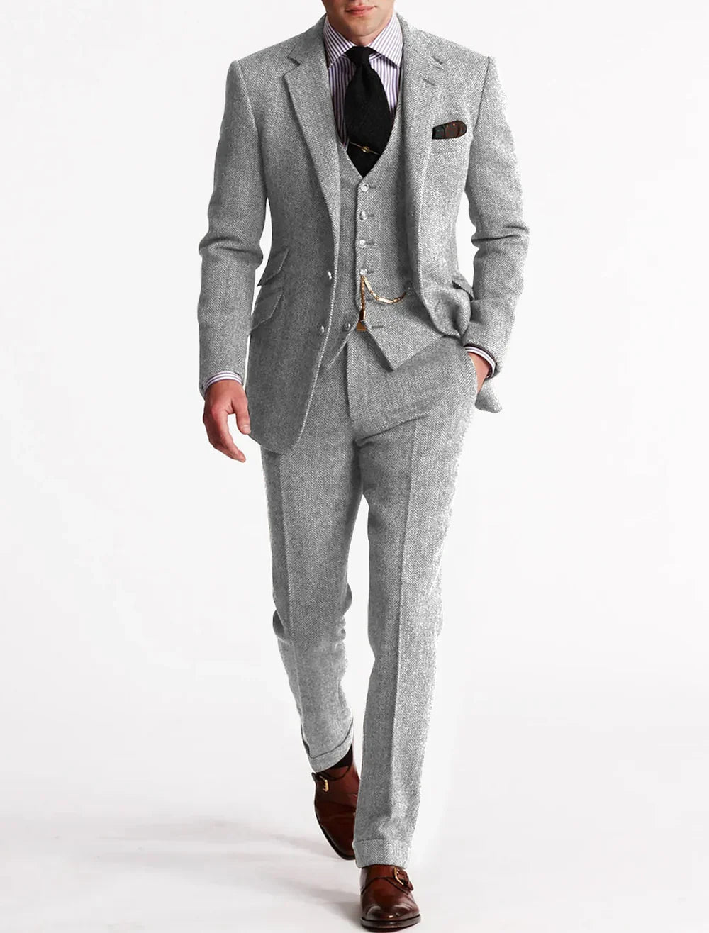 Classic Tweed Formal Suit Set For Weddings And Special Events
