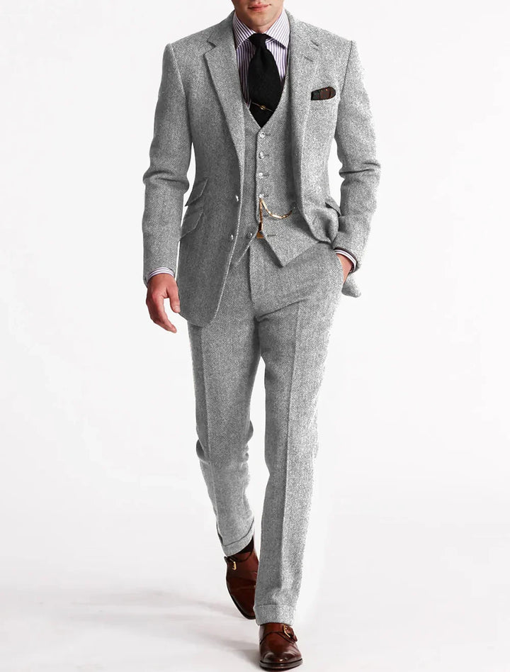Classic Tweed Formal Suit Set For Weddings And Special Events