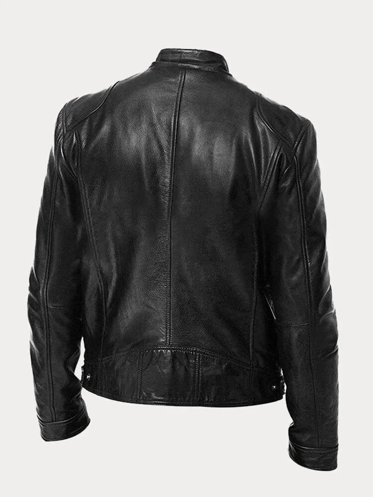 Structured Hip Length Jacket with Snap Tab Collar and Metal Zip Pockets
