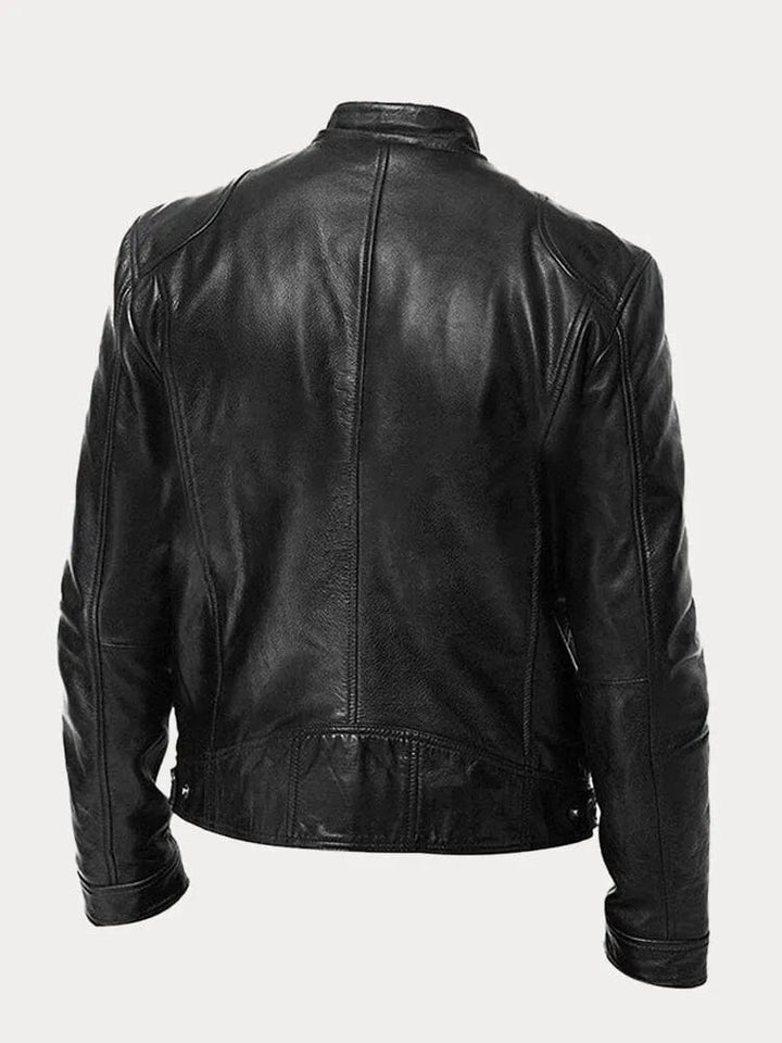 Structured Hip Length Jacket with Snap Tab Collar and Metal Zip Pockets