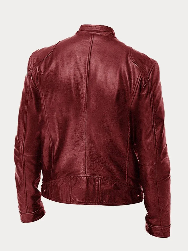 Structured Hip Length Jacket with Snap Tab Collar and Metal Zip Pockets
