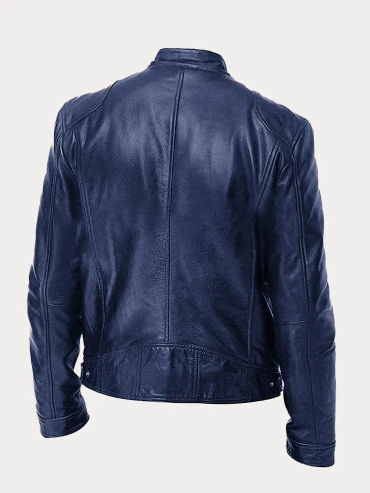 Structured Hip Length Jacket with Snap Tab Collar and Metal Zip Pockets
