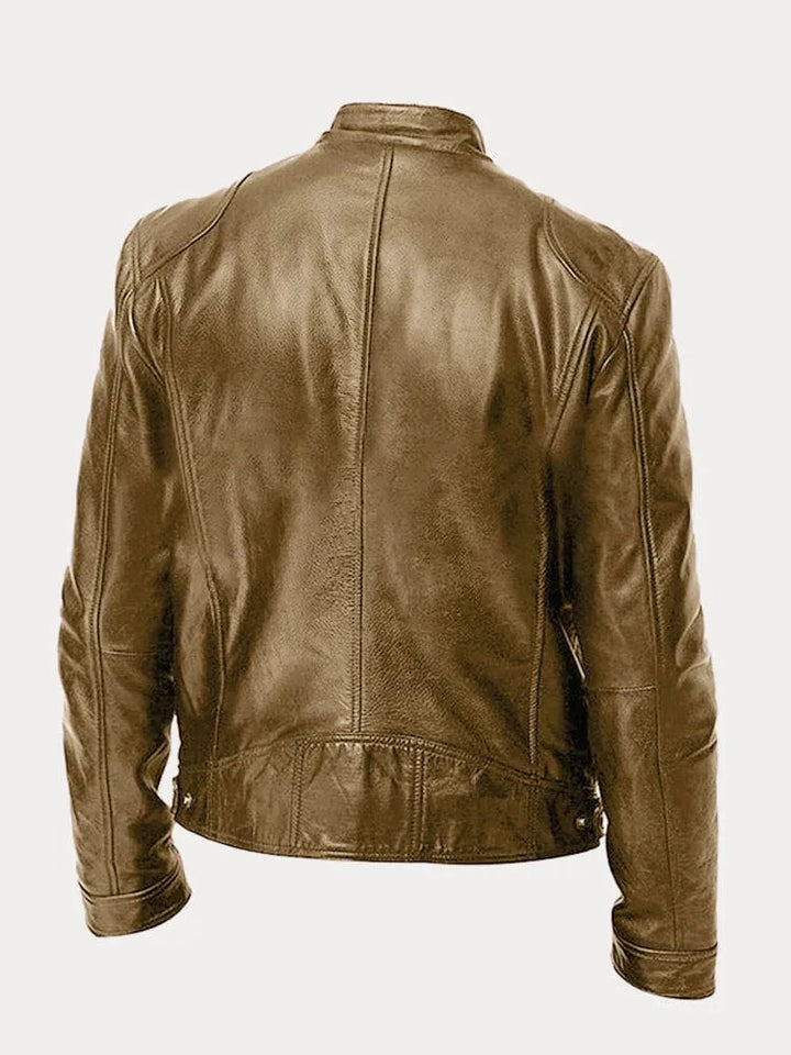 Structured Hip Length Jacket with Snap Tab Collar and Metal Zip Pockets