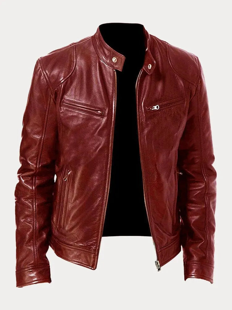 Structured Hip Length Jacket with Snap Tab Collar and Metal Zip Pockets