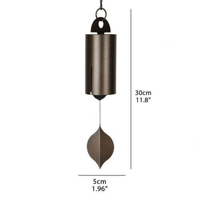 Wind Chime Bell with Dual Resonance Chamber and Ash Wood Clapper, 12 Inches