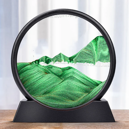 Rotating Sand Art Desktop Display with Wooden Stand and Colored Sand